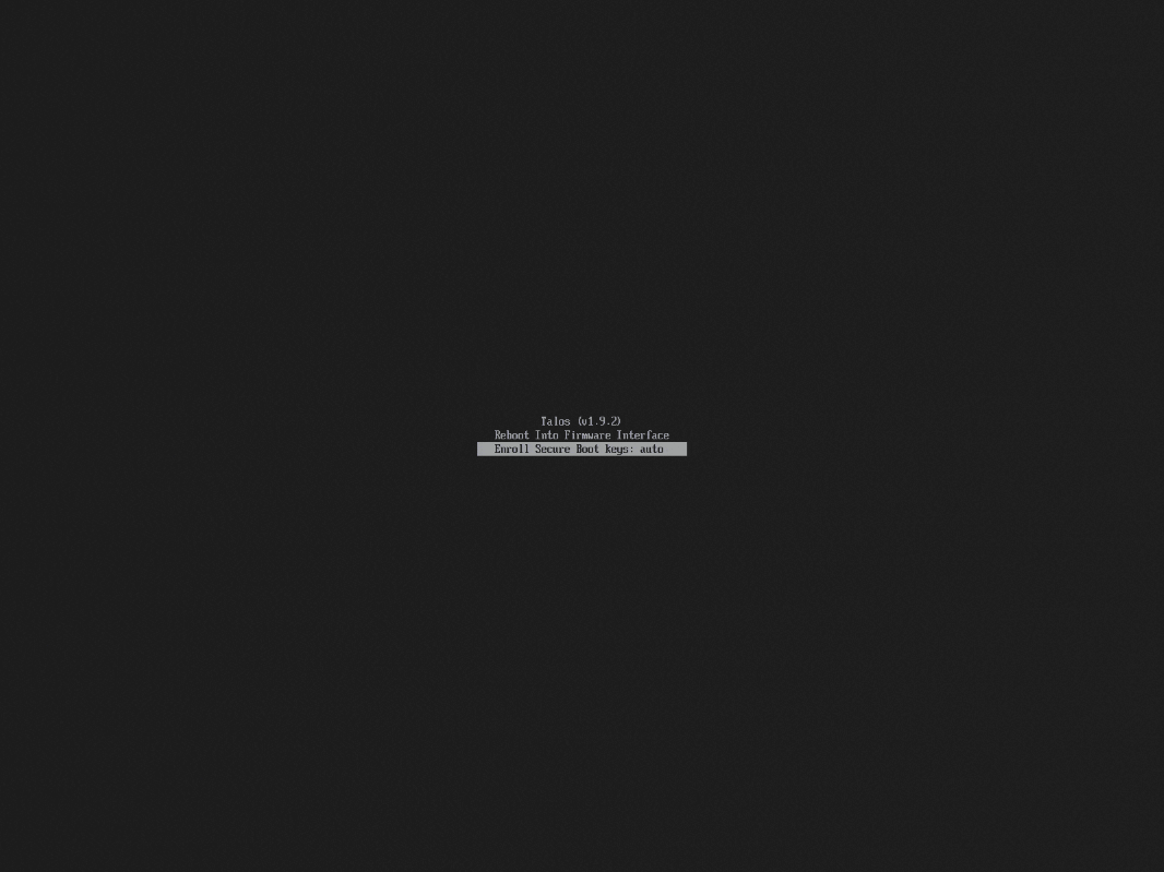 Talos OS boot menu