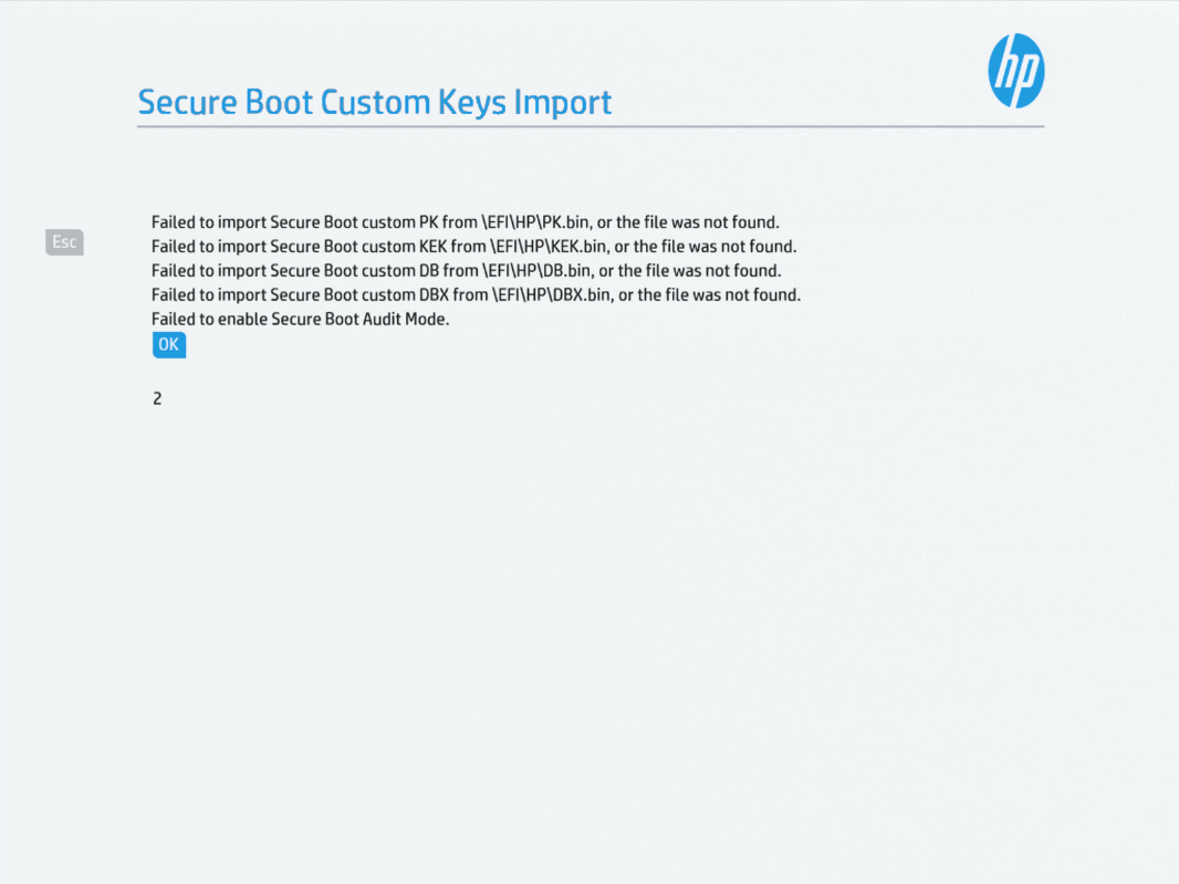 Secure Boot keys import error
